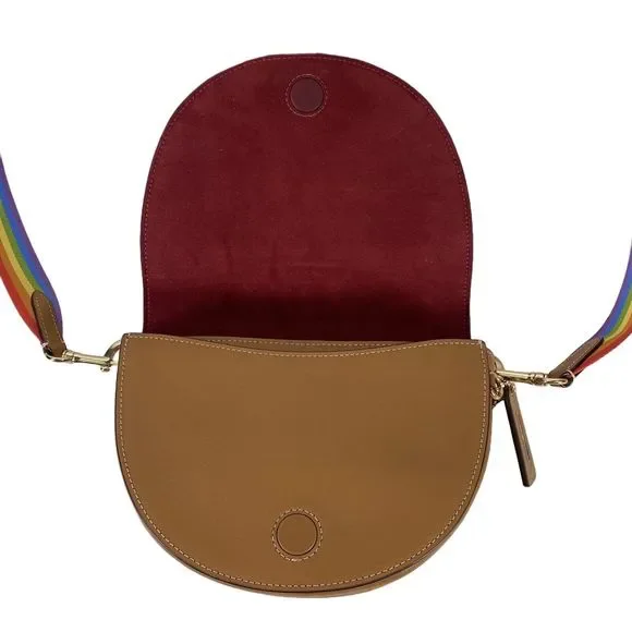 Coach Brown Rainbow Pride Leather Trim Ellen Crossbody Purse C4086 - Picture 6 of 10